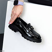 Кожаные глянцевые туфли лоферы натуральная кожа глянец с декором 40-25,5 см