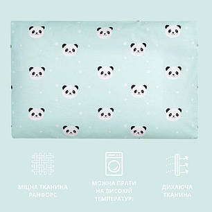 Набір наволочок 2 шт на подушку 50х70 см PAPAELLA бязь ранфорс панда м'ята натуральна тканина бавовна, фото 2