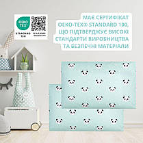 Набір наволочок 2 шт на подушку 50х70 см PAPAELLA бязь ранфорс панда м'ята натуральна тканина бавовна, фото 4