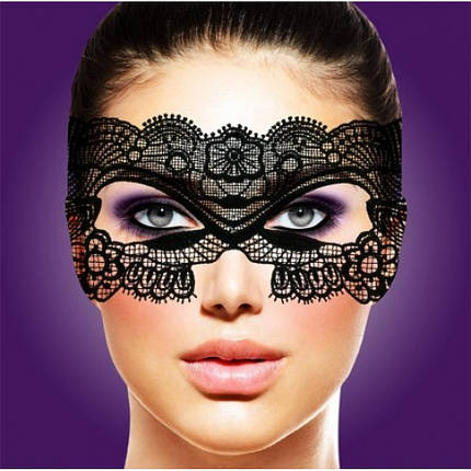 Мереживна карнавальна маска Rianne S - Soiree - на стрічках, чорна, фото 1