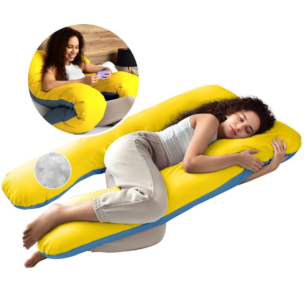 Подушка U-shape П-подібна для вагітних, сну та відпочинку IDEIA 140х75х20 см жовто блакитна антиалергенна