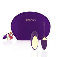 Віброяйце Rianne S: Pulsy Playball Deep Purple з вібруючим пультом ДУ, косметичка-чохол, 10режимів