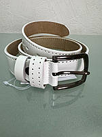 Ремень пояс женский белый кожаный