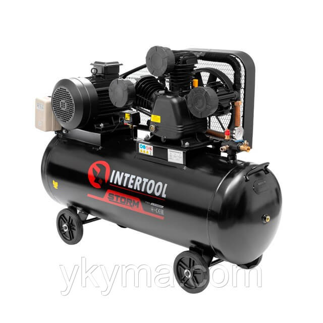 Компресор 200 л, 7,5 кВт, 380 В, 10 aтм, 1050 л/хв., 3 циліндри INTERTOOL PT-0040, фото 1