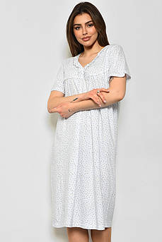 Нічна сорочка жіноча батальна білого кольору з квітковим принтом р.50 172524M