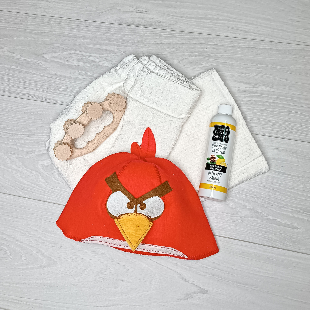 Подарунковий набір для лазні Luxyart "Пташка" 4 предмета (PU-029)