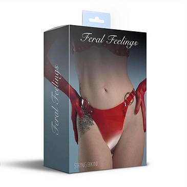 Трусики класичні Feral Feelings - String Bikini Red Trasparent, фото 2