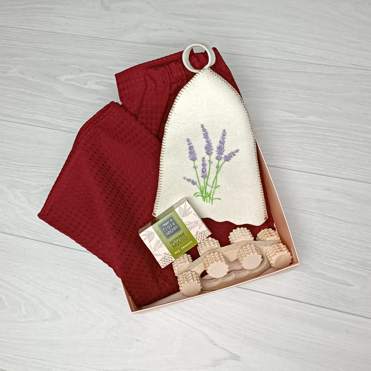 Подарунковий набір для лазні Luxyart "Лаванда" 4 предмета (PU-031)