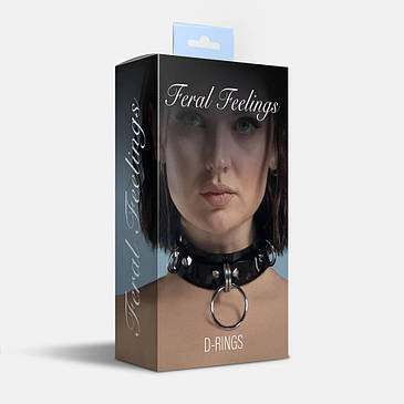 Нашийник для фіксації Feral Feelings - D-Rings Black, фото 3