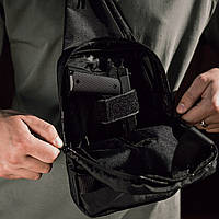 Мужская сумка черная тканевая | Сумка мужская планшет через плечо | Сумка для города | Сумка для скрытого