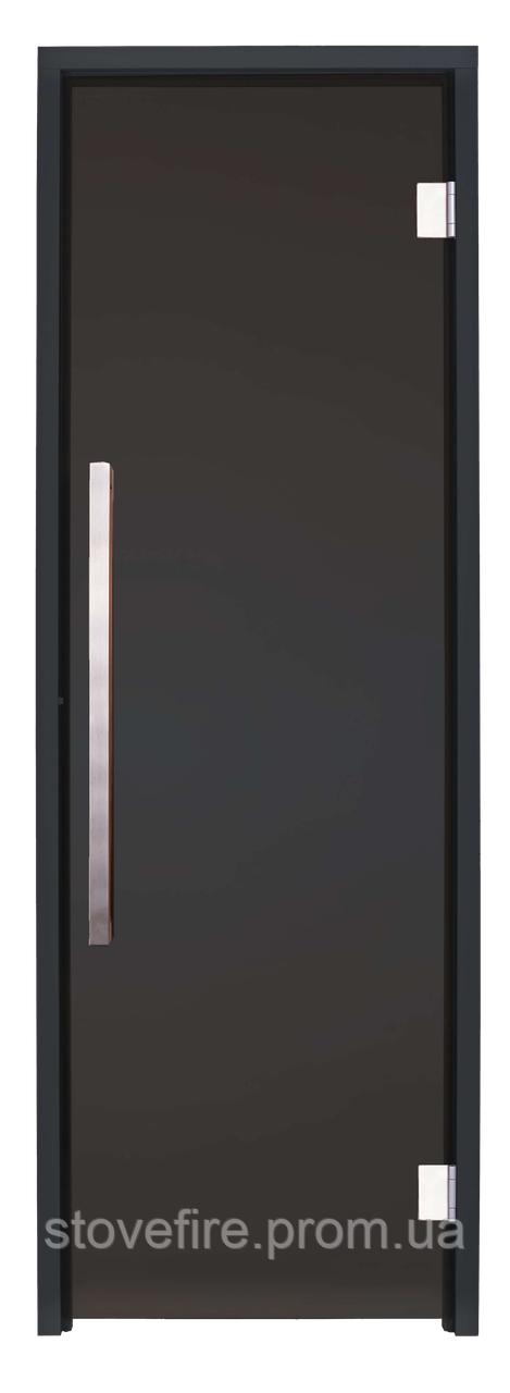 Скляні двері для хамаму GREUS Black Edition 70/190 Dark grey