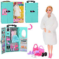 Мебель для куклы барби Гардероб - шкаф, платья, туфли, сумочки, кукла