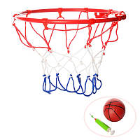 Баскетбольне кільце 22 см метал, Набір для гри в баскетбол (м'яч, кільце, насос)