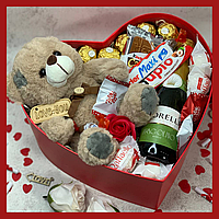 Интересные оригинальные вкусные подарки Волшебная Валентинка с Вином, набор на день святого валентина для жены