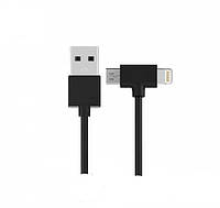 Кабель Combo 2-in-1 Axe Lightning/microUSB 1м black WK 304701 h