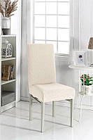 Чохол на стілець універсальний світло-бежевий квадратик Evibu Туреччина 50659