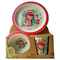 Детский набор посуды Fissman Девочка FS-9495 3 предмета красный h