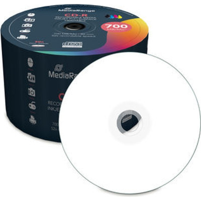 Диск CD Mediarange CD-R 700MB 80min 52x speed, inkjet fullsurface printable, Cake 50 (MR208) - фото 1 - id-p2089463532