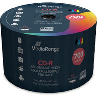 Диск CD Mediarange CD-R 700MB 80min 52x speed, inkjet fullsurface printable, Cake 50 (MR208) - фото 2 - id-p2089463532