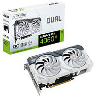 Видеокарта GeForce RTX 4060 Ti, Asus, DUAL OC (White Edition), 8Gb GDDR6, (DUAL-RTX4060TI-O8G-WHITE)