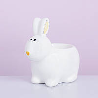 Подставка под яйцо керамичяская Кролик белый Пасхальный 6800 белая h