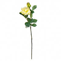 Роза "Лаура", цвет бело-желтый, 47см. пластик, ткань, в упаковке 3шт. (9023-046)