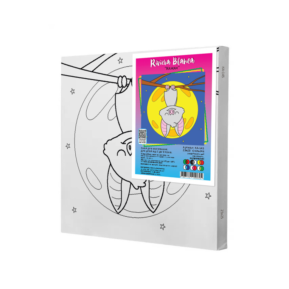 Набір для розпису по контурах для дітей Riviera Blanca Кажан 25x25 см (КА-145), фото 1