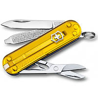 Складной швейцарский нож Victorinox Vx06223.T81G.T2 Classic SD Ukraine 7 функций 58 мм прозрачный желто-синий