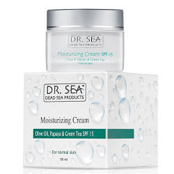 Зволожуючий крем Dr. Sea Moisturizing Cream with Olive Oil, Papaya and Green Tea Extracts SPF 15 50 мл.