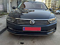 Накладка на фары и полоска (3 шт, нерж) Carmos - Турецкая сталь Volkswagen Passat B8 2015 гг. Avtoteam