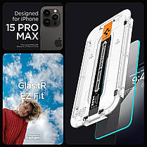 Захисне скло Spigen для iPhone 15 Pro Max - EZ FIT GLAS.tR (2 шт), Clear (AGL06872), фото 3