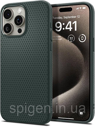 Чохол Spigen для iPhone 15 Pro Max - Liquid Air, Abyss Green (ACS06564), фото 1
