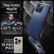Чохол Spigen для iPhone 15 Pro Max - Mag Armor (сумісний з MagSafe), Navy Blue (ACS06598), фото 6