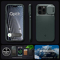 Чохол Spigen для iPhone 15 Pro Max - Optik Armor MagSafe, Abyss Green (ACS06600), фото 3