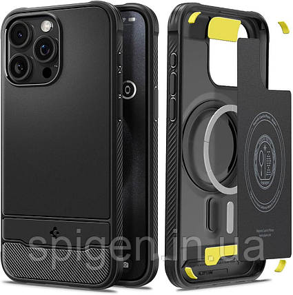 Чохол Spigen для iPhone 15 Pro Max - Rugged Armor MAG (сумісний з MagSafe), Matte Black (ACS06561), фото 1