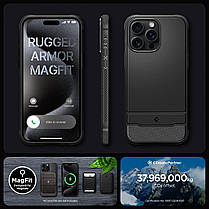 Чохол Spigen для iPhone 15 Pro Max - Rugged Armor MAG (сумісний з MagSafe), Matte Black (ACS06561), фото 3