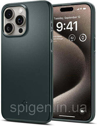 Чохол Spigen для iPhone 15 Pro Max - Thin Fit, Abyss Green (ACS06548), фото 1