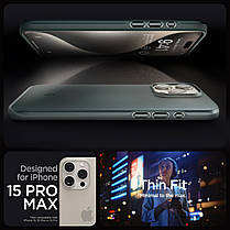 Чохол Spigen для iPhone 15 Pro Max - Thin Fit, Abyss Green (ACS06548), фото 3