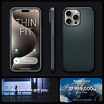Чохол Spigen для iPhone 15 Pro Max - Thin Fit, Abyss Green (ACS06548), фото 4