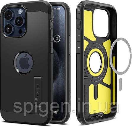 Чохол Spigen для iPhone 15 Pro Max - Tough Armor MAG (MagSafe), Black (ACS06594), фото 1