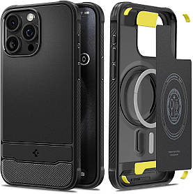 Чохол Spigen для iPhone 15 Pro — Rugged Armor MAG (сумісний з MagSafe), Matte Black (ACS06703)