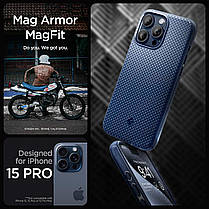 Чохол Spigen для iPhone 15 Pro - Mag Armor (сумісний з MagSafe), Navy Blue (ACS06737), фото 3