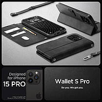 Чохол-книжка Spigen для iPhone 15 Pro - Wallet S Pro, Black (ACS06740), фото 4