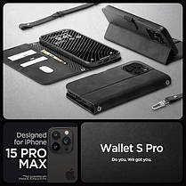 Чохол-книжка Spigen для iPhone 15 Pro Max - Wallet S Pro, Black (ACS06605), фото 4