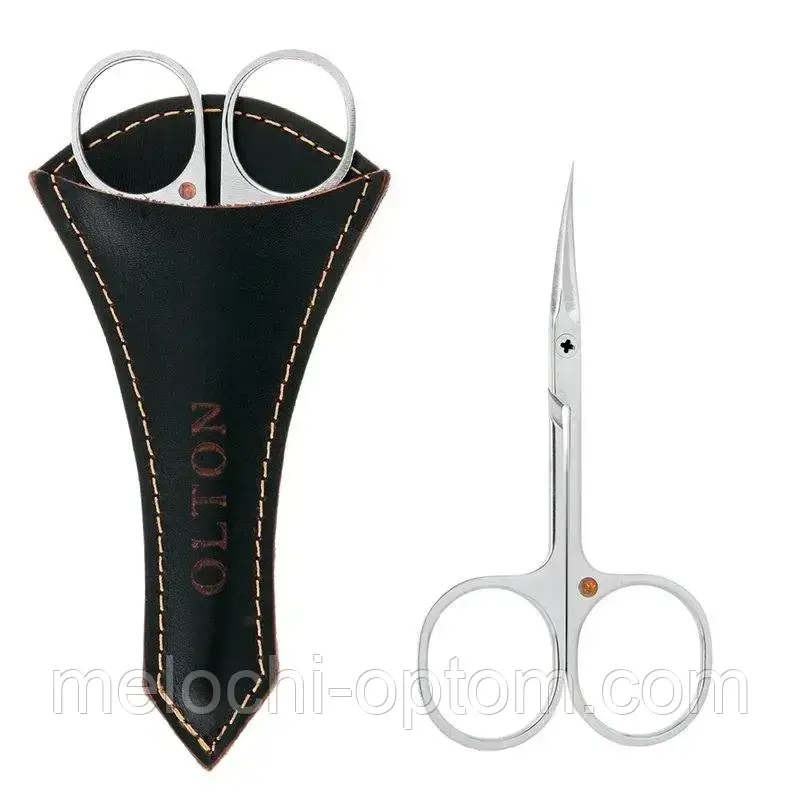 Ножиці манікюрні OLTON 100 мм ножиці для видалення кутикули зігнуті срібні, фото 1