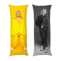 Дакимакура подушка-обнимашка «Билли Айлиш в черно-желтом цвете. Billie Eilish» габардин 180х60 см