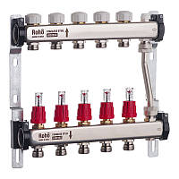 Коллектор с расходомерами и термостатическими клапанами с байпасом Roho R814-05 - 1"х 5 вых. (RO004