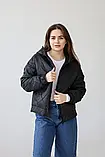 Жіноча чорна стильна куртка М130, розміри 42-54, фото 2