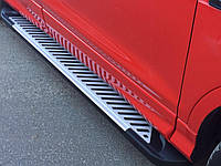 Боковые пороги Line (2 шт., алюминий) С окрашенной листвой на дверях Ford Kuga/Escape 2013-2019 гг. Avtoteam