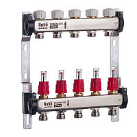 Коллектор с расходомером и термостатическими клапанами Roho R804-05 - 1"х 5 вых. (RO0037)